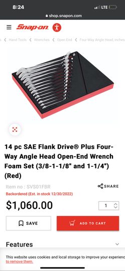 snap on 14pc sae angle wrench set