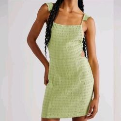 Free People Beyond Chic Textured Green Mini Dress  Size Xs