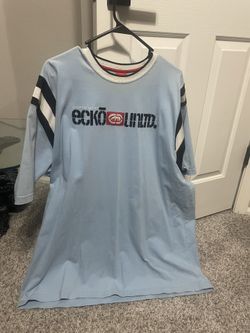 Vintage Ecko Unltd Shirt Size 2XL Baby Blue Short Sleeve Men's Y2K