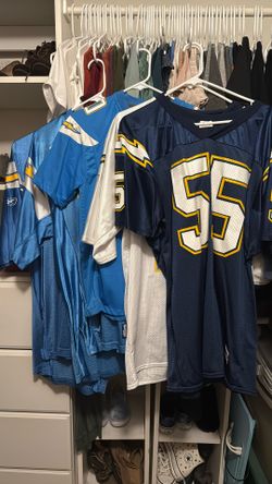 Several Charger jerseys