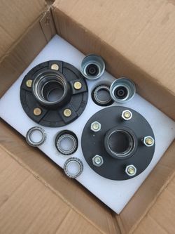 5 Lug Trailer Hub Drum Kit 5 on 4.5 Inch with Bearings 2 Pack - Car Parts