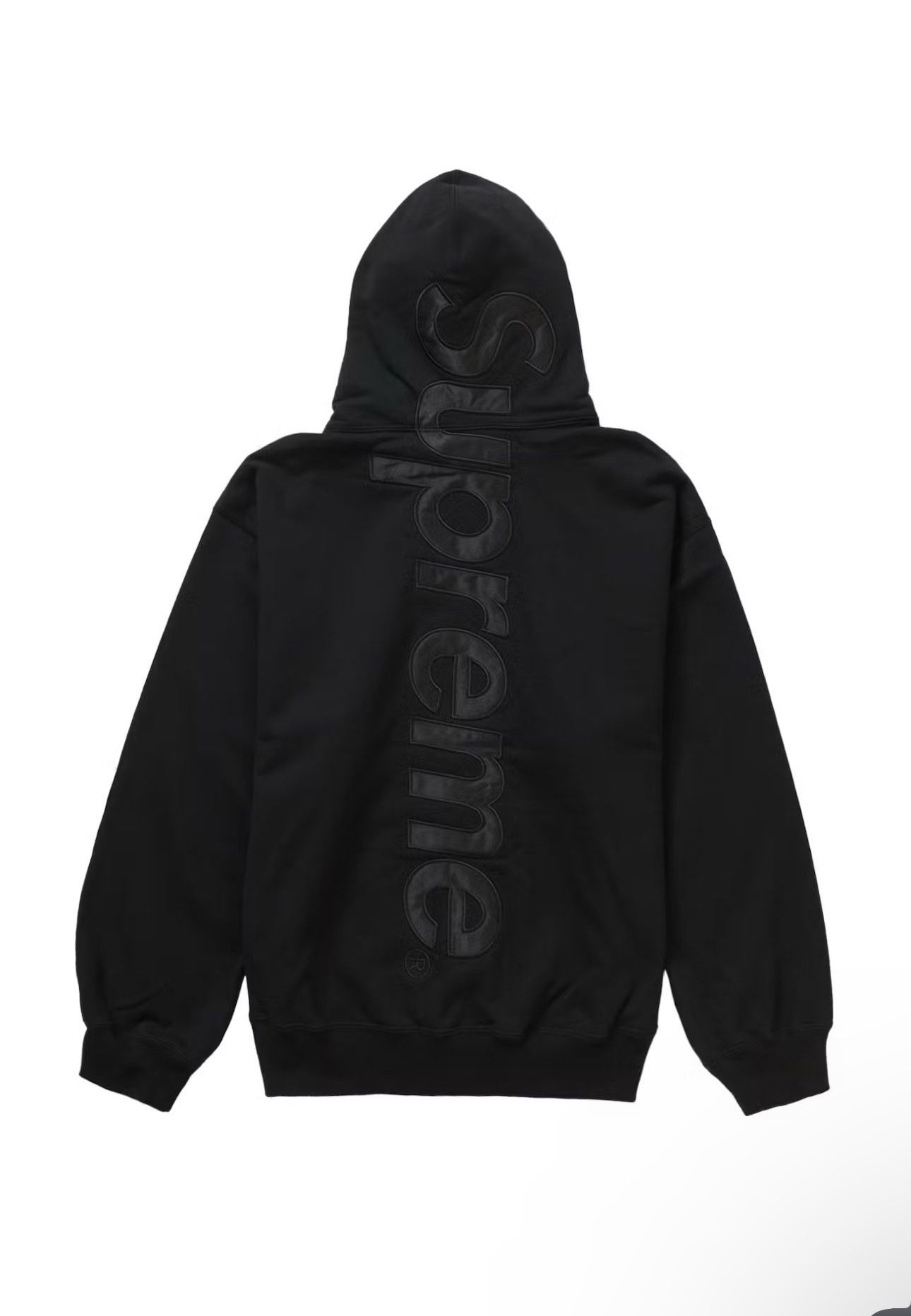 Supreme Satin Appliqué Hooded Sweatshirt (FW23) Black Size XXL