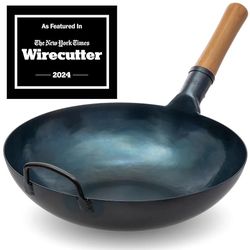YOSUKATA 13.5” Blue Carbon Steel Wok Pan – Pre-Seasoned 