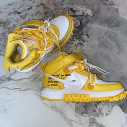 Off-White x Nike Air Force 1 Mid SP LTHR Yellow/White  Men's 6 / Women's 8