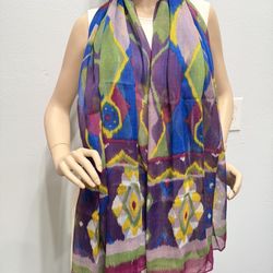 Beautiful pure cotton long scarf  45” x 73” （abstract pattern）