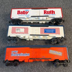 Lionel O Gauge Advertising Train Cars Lot Baby Ruth Butterfinger Purina w/ Boxes