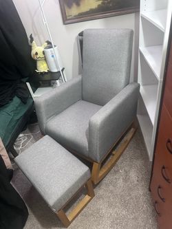 Gray MCM Rocker + Ottoman
