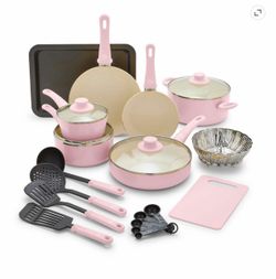 Greenlife 18 pcs Pink Ceramic Nonstick Cookware Set