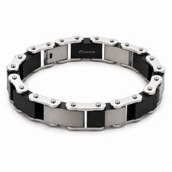 Men's Titanium Bracelet Silver & Black 12mm - Brand New