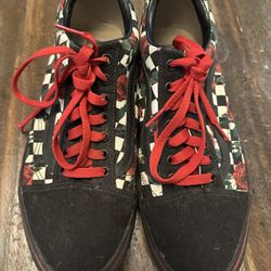 Vans Old Skool Skate Shoes Black White Checkered Rose unisex
