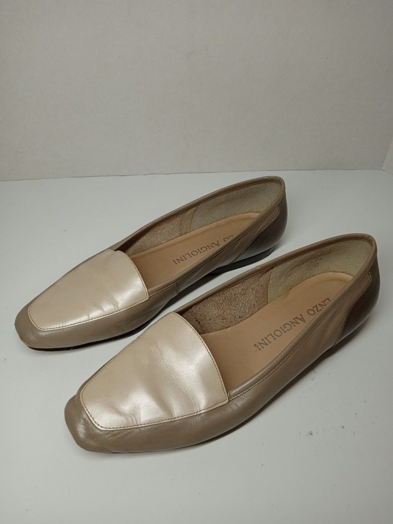 Enzo Angiolini Liberty Leather Flats SIZE 8 GRAY