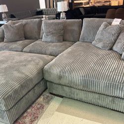 Lindyn Fog Gray 3 Piece Modular Cloud Sectional Sofa with Chaise /P