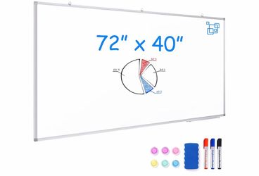 Maxtek White Board Dry Erase 72x48, Large Magnetic Whiteboard Wall Mounted 6'x4' Foldable Aluminum Presentation Wall-Mounted Marker Board with a Long 