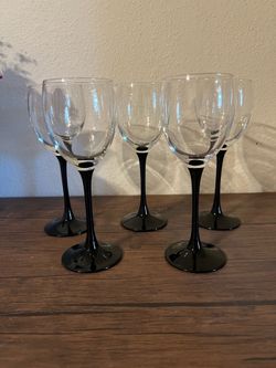 Vintage Wine Glasses With Black Stem
