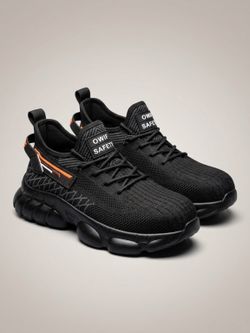 OWIF Black Orange Athletic Steel Toe Work Shoes Safety Sneakers Women's 6 / 230mm