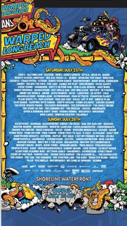 2   2- day Warped Tour 2026 Long Beach Tickets