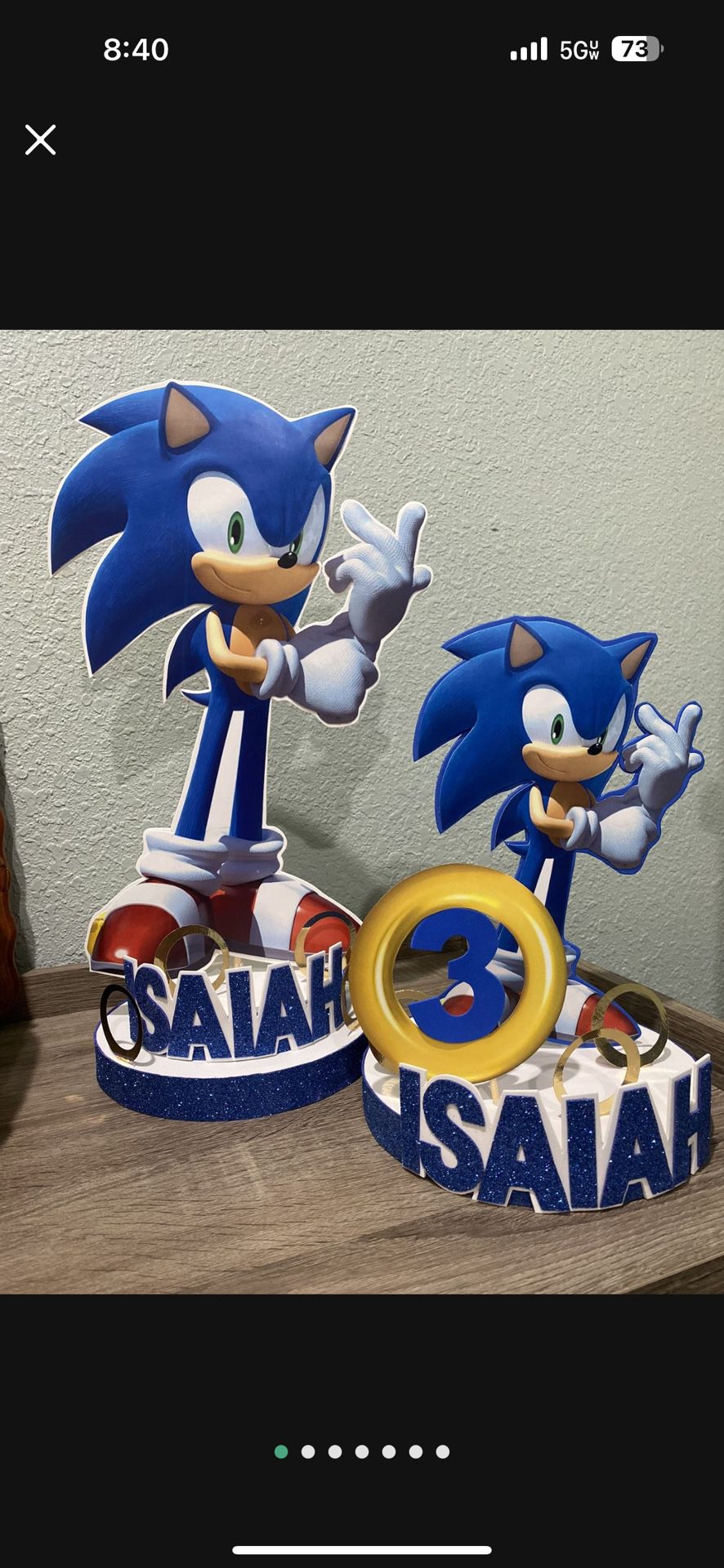 Sonic The Hedgehog Party Centerpieces