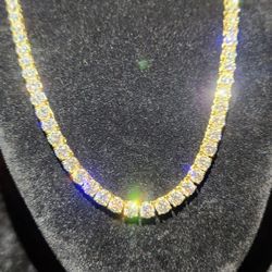 5mm 20-inch 14k Gold-plated Silver Moissanite Tennis Chain 