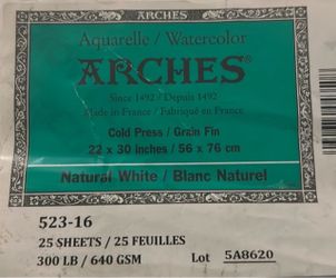Arches watercolor paper 300 lb 22x30 inches these are large sheets Can also be used for Acrylic Gauche pencil pen Art mediums Moving sale check out ot