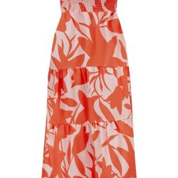 Women's Summer Boho Spaghetti Strap Square Neck Ruffle Casual Flowy Size M