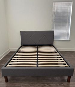 Upholstered Platform Bed Frame, Queen Size,