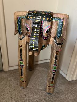 Hand painted elephant side table