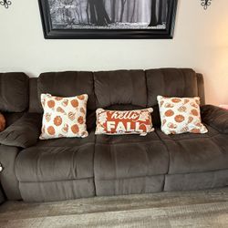 Brown Love Seat W/queen Mattress