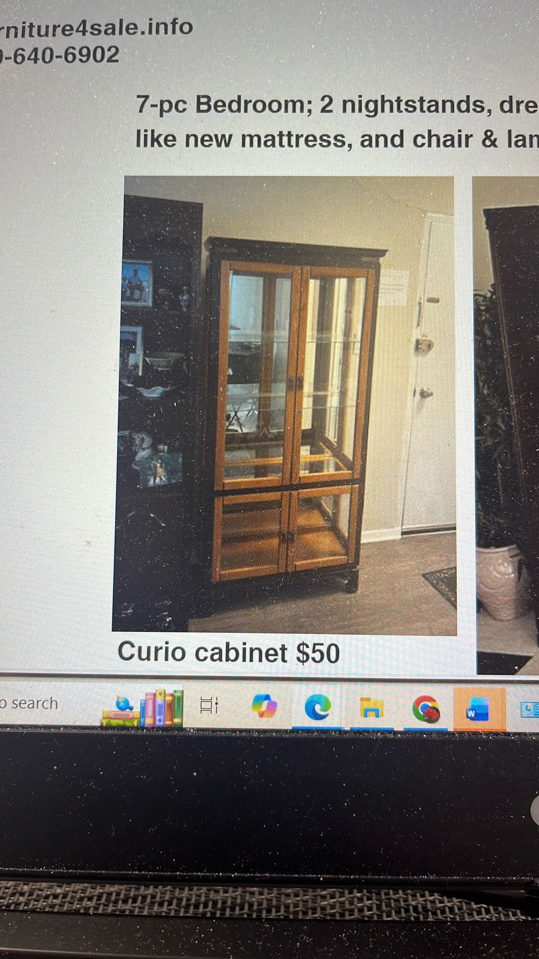 Large Curio Cabinet Glass And Wood 50