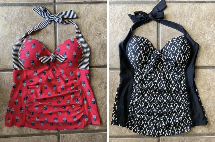 2 Womens Tankini Tops, Size M-L