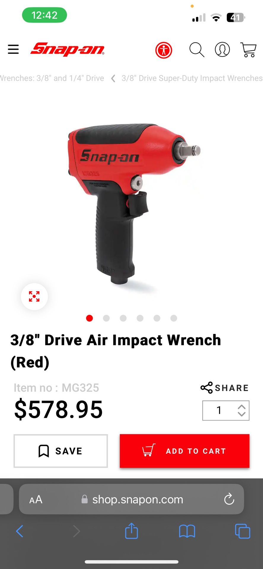 3/8 inch Snap On Air Impact 