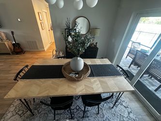 Dining table/ herring bone butcher block/ solid wood