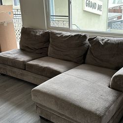 Bobs Furniture Grey Sectional Couch
