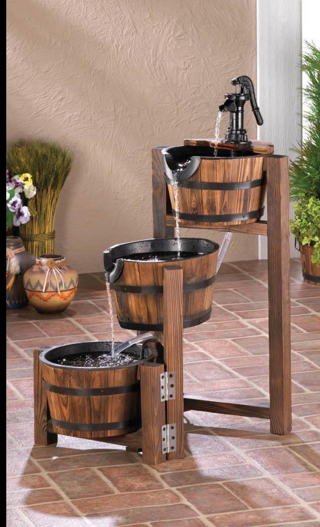 Outdoors Water Falls Country Motive Wooden Baskets