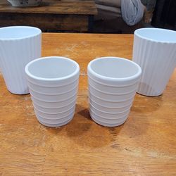 White Planters Small And Medium Sized