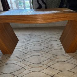 Gabriella Crespi Style Mid Century Pencil Reed Rattan Console Table