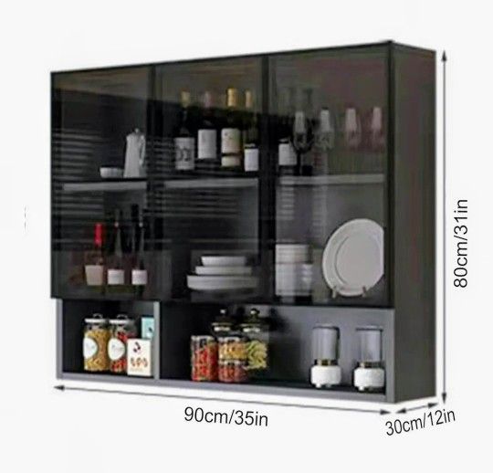 35" Wide x  31" High x  12" Depth Glass Cabinet