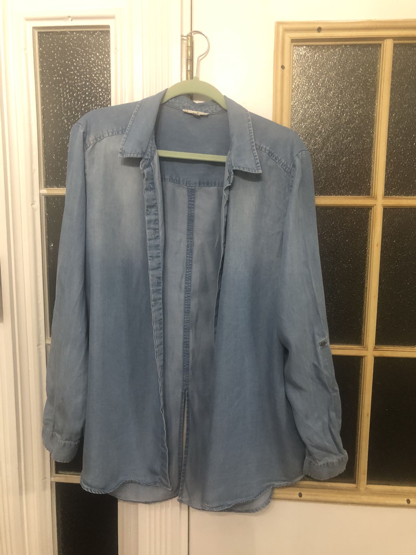 Soft Blue Lyocell Button-Up Shirt