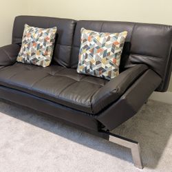 Brown leather fueton
