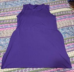 2x Long Purple Sleeveless Tunic Dress