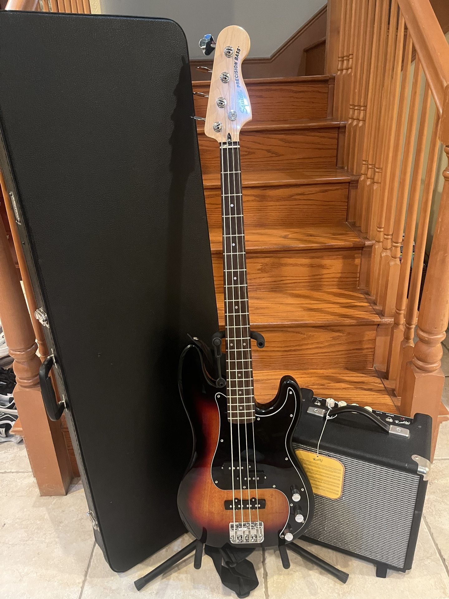 Squier Classic Vibe Precision Bass (Brand New) W/ Hardshell Case, Fender Rumble 15 Bass Amp (Brand New) 