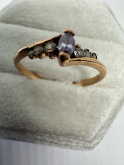 Vintage 14K 585 Rose Gold Russian Amethyst Ring Size 7