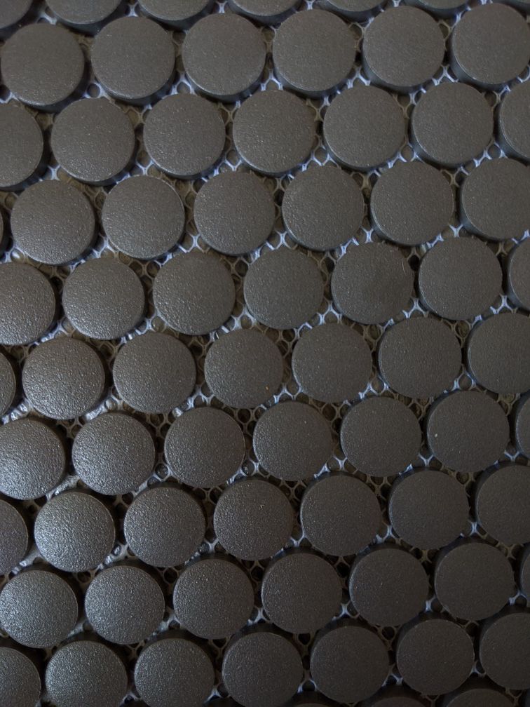Black penny round porcelain mosaic tiles