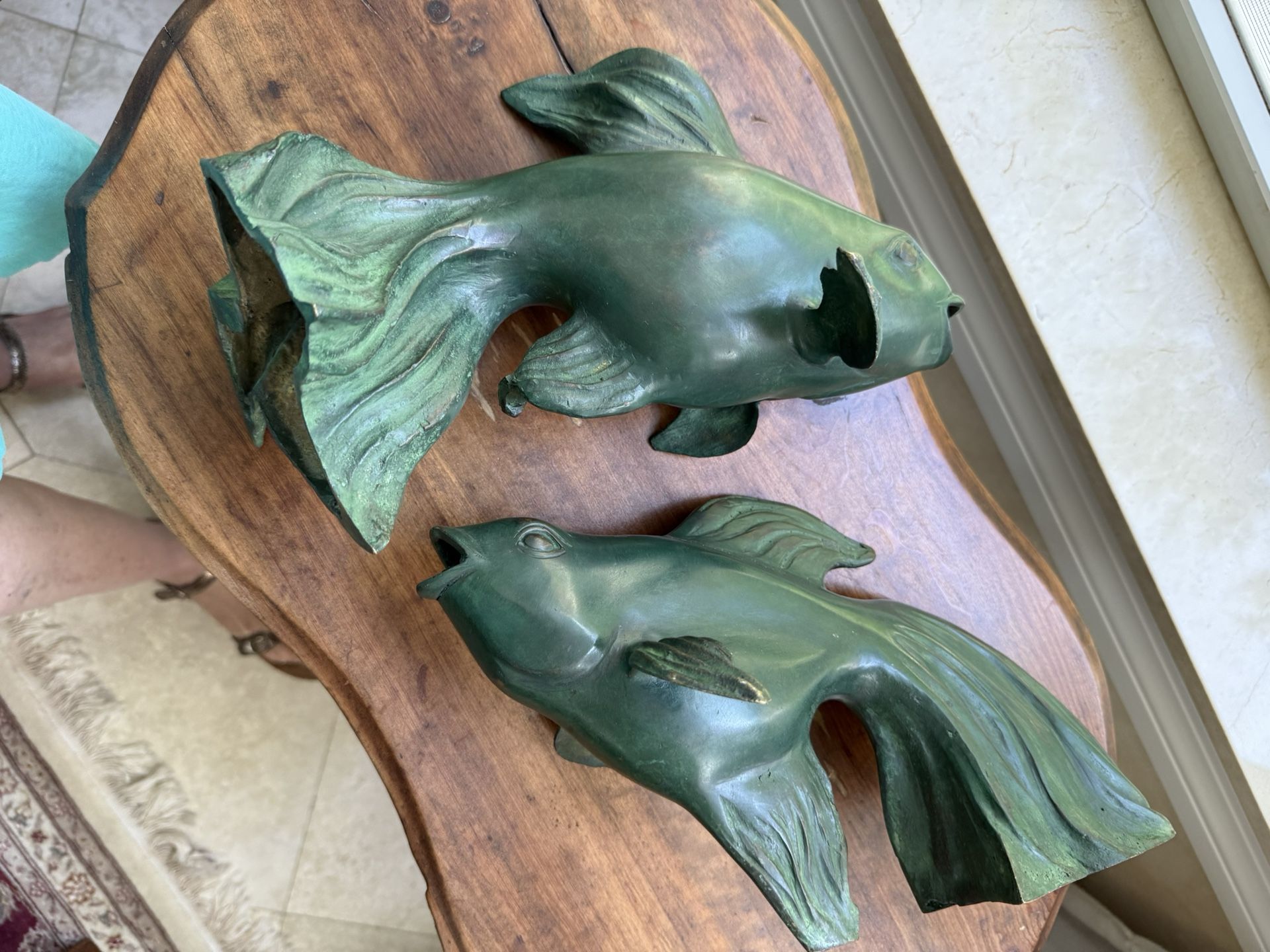 Bronze Dancing Beta Koi Japanese Fish Garden Fountain Spitters