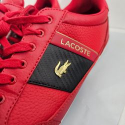 Lacoste Chaymon Men’s Red Leather Sneakers Size 12 - Excellent Condition!