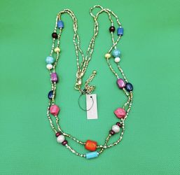 Chico's Gold and Blue Double-Strand Necklace