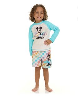 NWT Mickey mouse 2 piece rashguard and swim trunks size 6/7