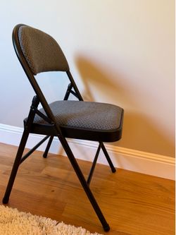 Set of 3 Cushion Folding Chairs, Black and Gray, Great Condition