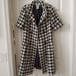 Worthington houndstooth short sleeve black and white jacket/coat size S