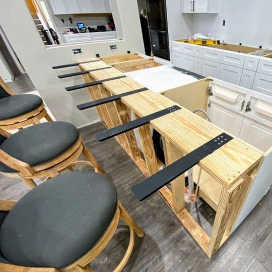 WINKER Countertop Support Bracket Heavy Duty 4 Pack Black 16" LX3.5 W Hidden Countertop Bracket Floating Knee Wall Support Metal Corbels for Quartz/Gr