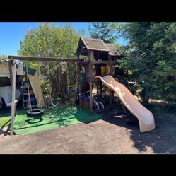 Kids Wooden Playground Swing Set Slide Play Set